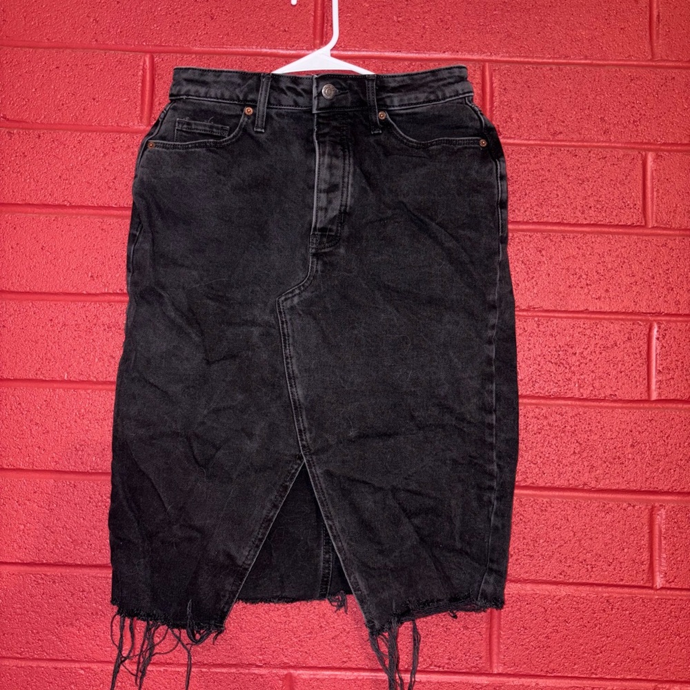 Old Navy Black Denim Midi Skirt